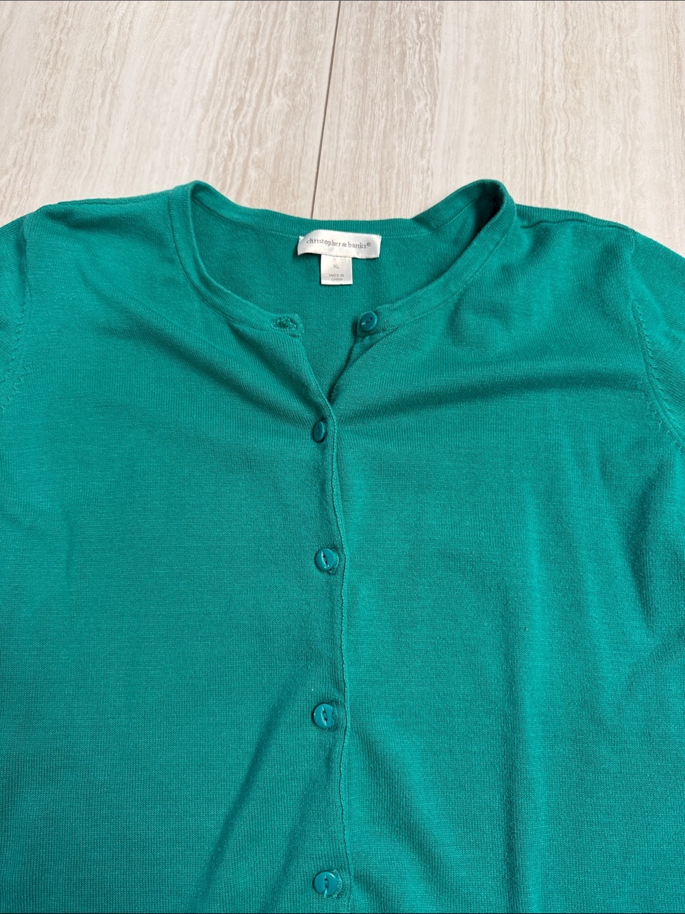 Christopher & Banks Green Crewneck Button Cardigan xl - Picture 3 of 4